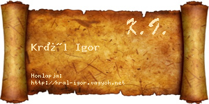 Král Igor névjegykártya